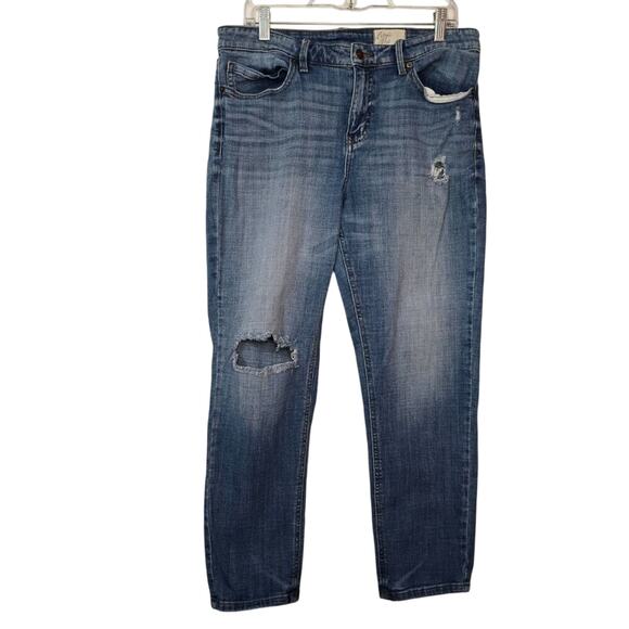 Cosmic Blue Love Mid Rise Skinny Distressed Jeans Y2K Size 32 - Picture 1 of 9